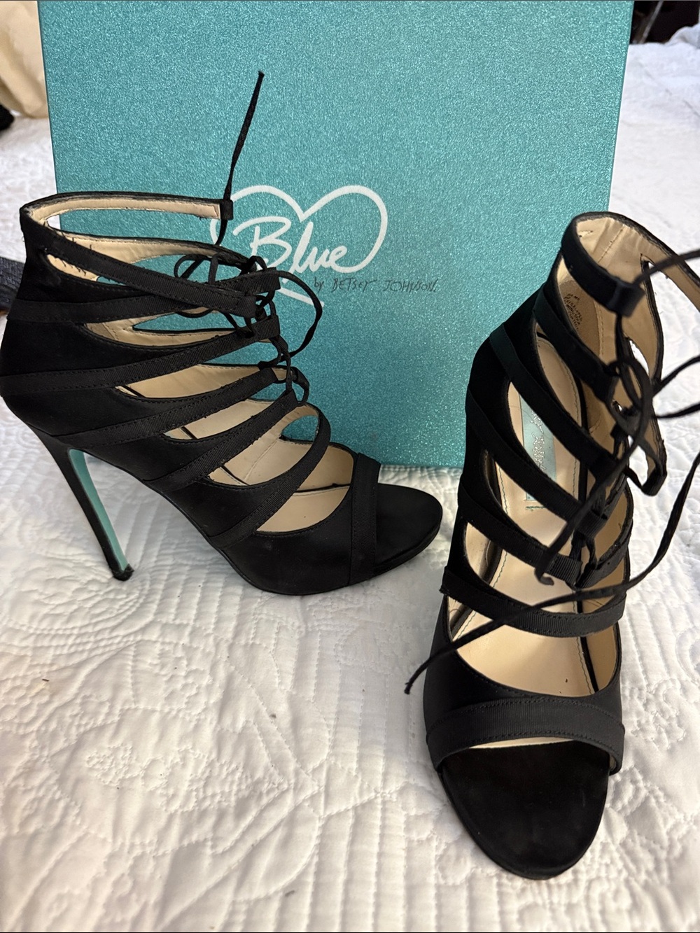 Betsey Johnson SB- MILA black satin heels